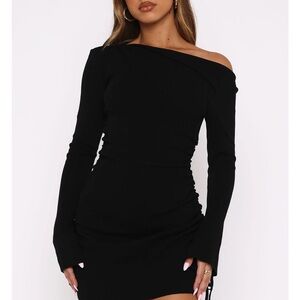 WHITE FOX Moment For Life Long Sleeve Mini Dress Black SIZE L